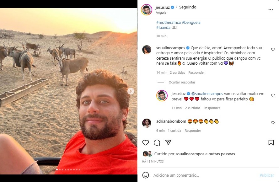 Aline Campos e Jesus Luz trocaram declarações no Instagram (Foto: Reprodução/Instagram)