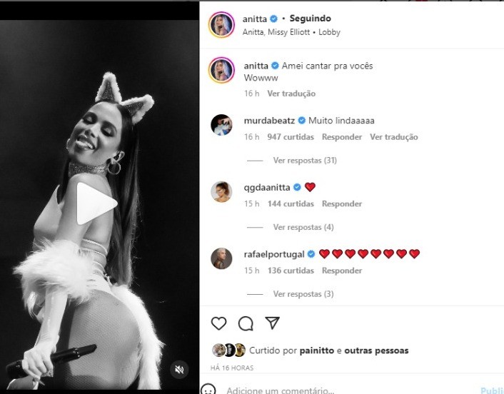 Murda Beatz se derrete em vídeo de Anitta (Foto: Reprodução / Instagram)