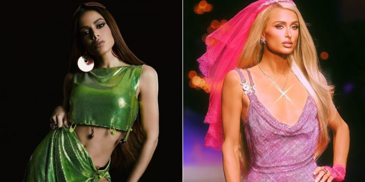 anitta paris hilton malha metalica - CADERNO DE MODA